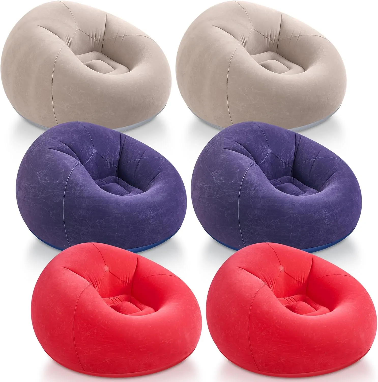 Inflatable Bean Bag Chairs Blow up Chairs Camping Chairs Inflatable Lazy Sofa Folding Portable Inflatable Chair for Living Room Bedroom Reading Room(Coffee,Blue,Red,6 Pcs)