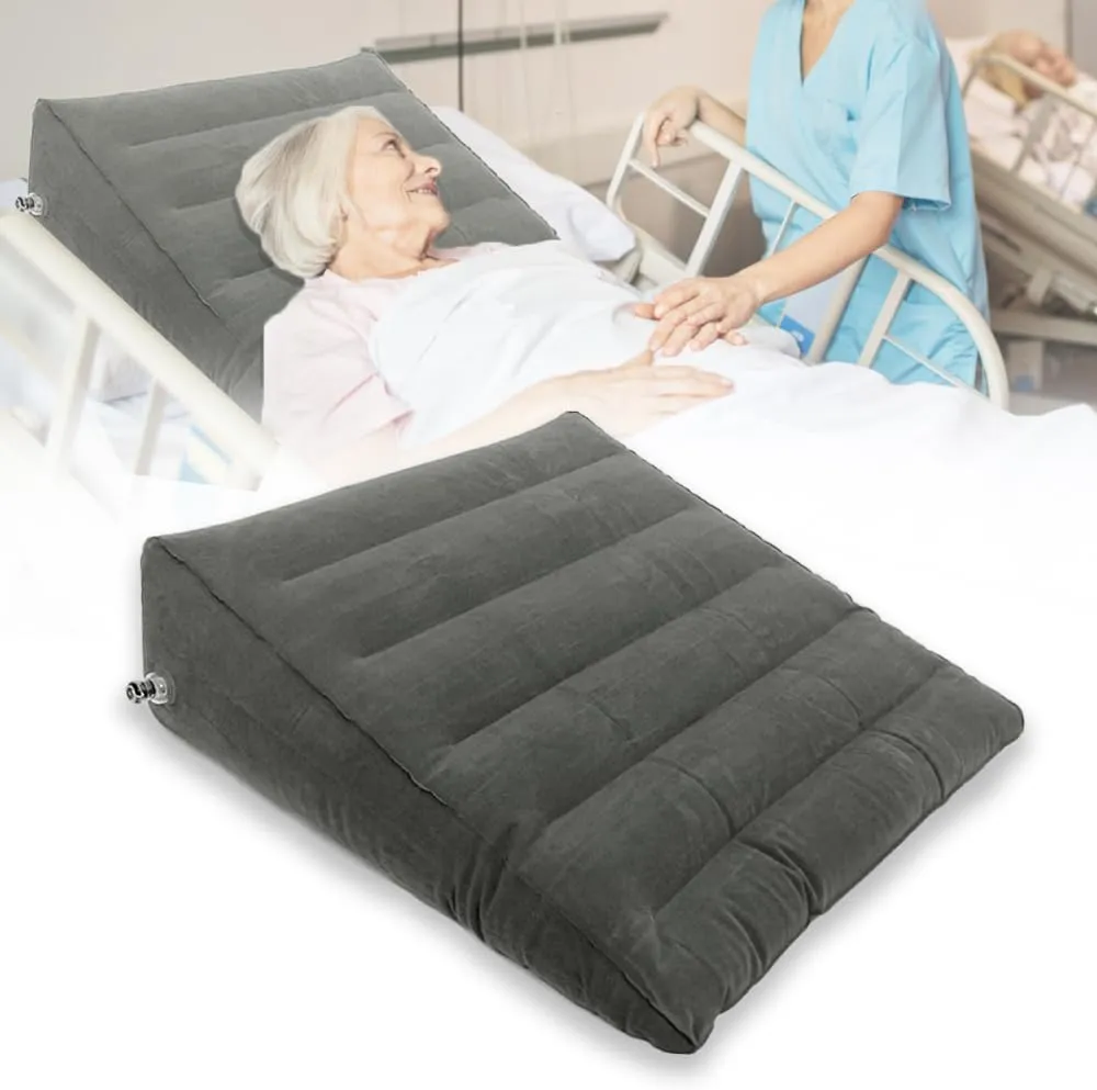Inflatable Bed Wedge Pillow for Back, Legs, Calf, Sleeping Back Rest Post-Surgery Elevation Nursing Support Supplies for Bedridden Elderly Pregnant Patient, 23" L x 22" W x 7" H