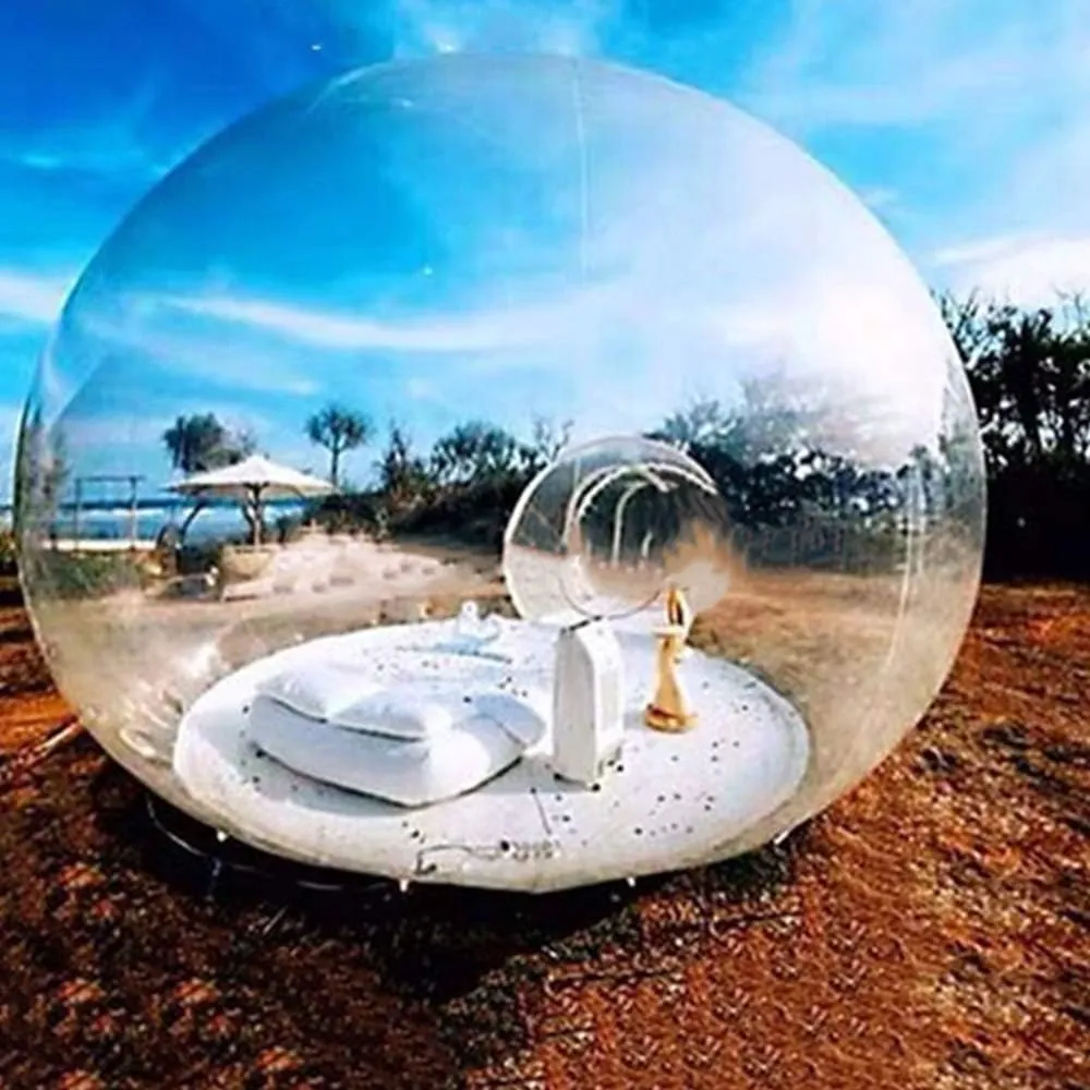 Inflatable Bubble Camping Tent 10ft Commercial Grade Outdoor Clear Dome Camping Cabin Bubble Tent with Air Blower for DIY Outdoor Family Backyard Camping Stargazing