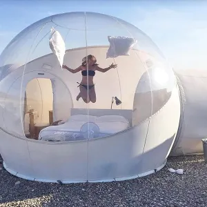 Inflatable Bubble Camping Tent Portable Outdoor Clear Dome Camping Large Bubble Tent with Air Blower for DIY Outdoor Family Backyard Camping Stargazing, 3m