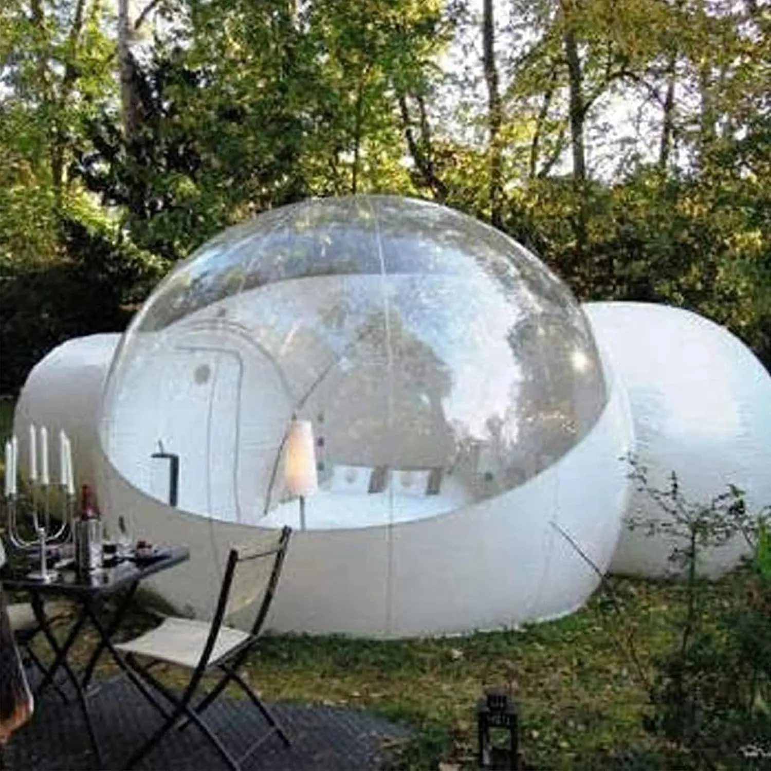 Inflatable Bubble Camping Tent Portable Outdoor Clear Dome Camping Large Bubble Tent with Air Blower for DIY Outdoor Family Backyard Camping Stargazing, 3m