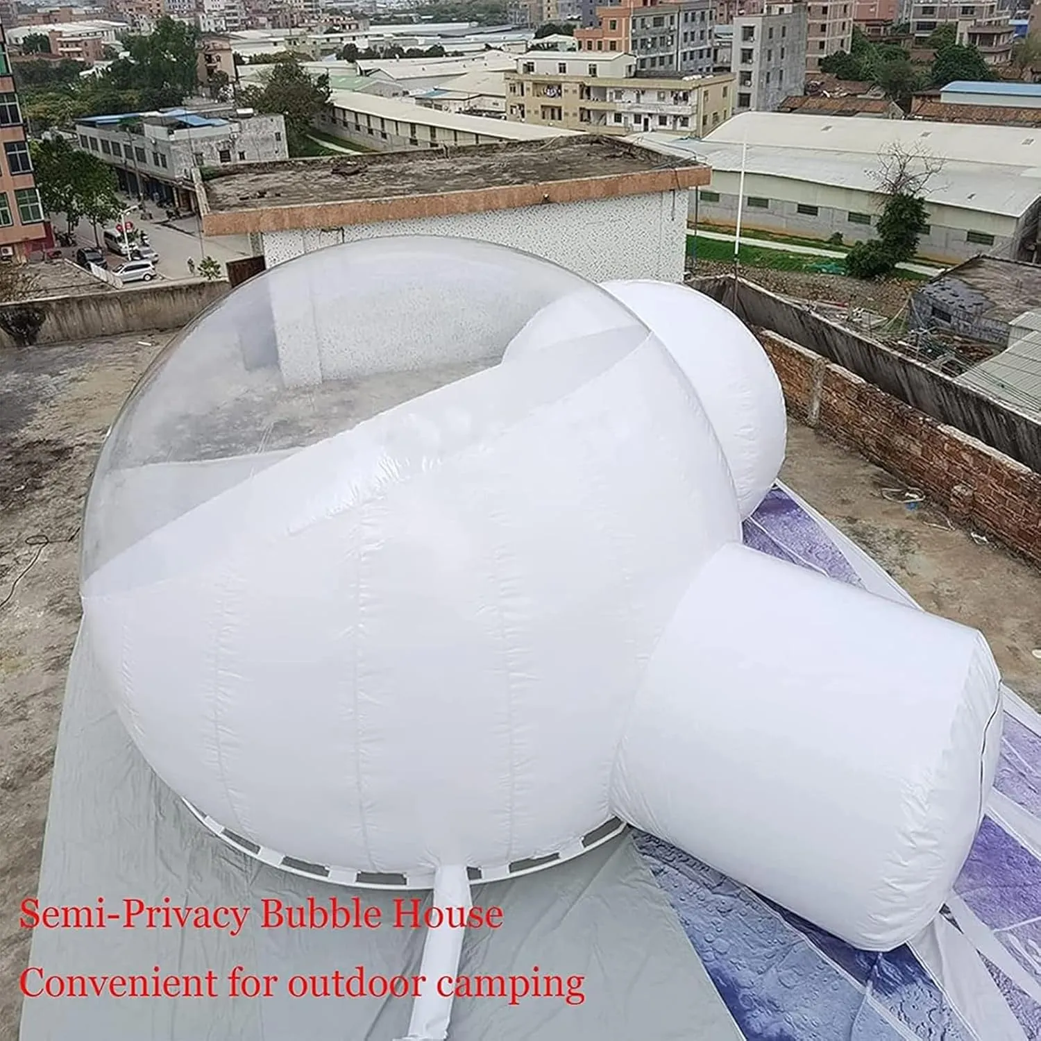 Inflatable Bubble Camping Tent Portable Outdoor Clear Dome Camping Large Bubble Tent with Air Blower for DIY Outdoor Family Backyard Camping Stargazing, 3m