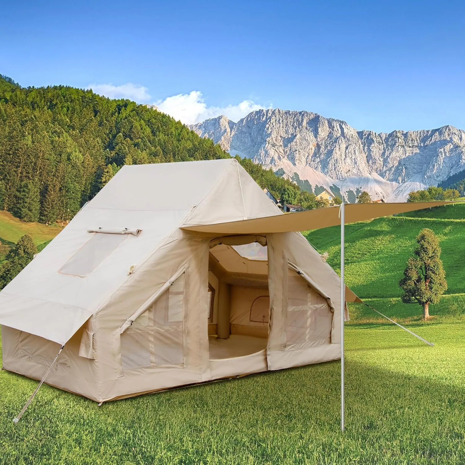 Inflatable Camping Family tent 4 Season Waterproof Windproof Outdoor Blow Up Tent with Pump