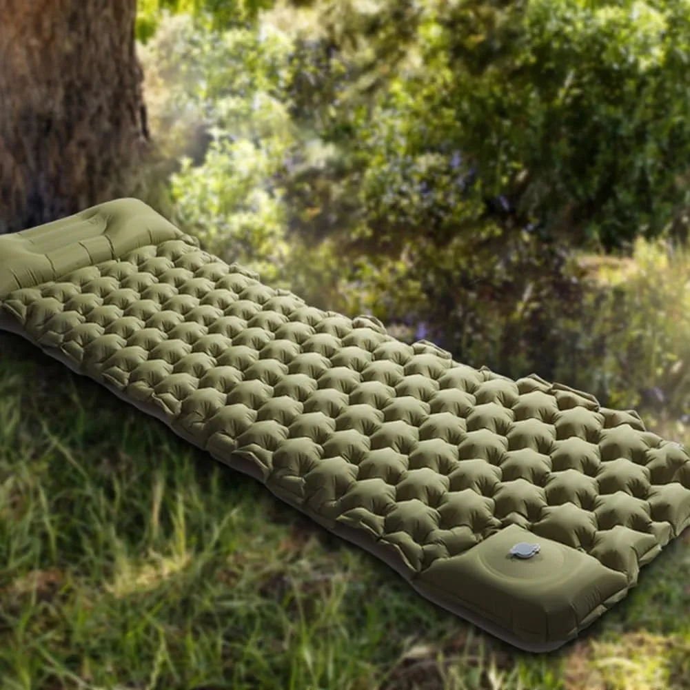 Inflatable Camping Mat, Sleeping Mat, with Internal Foot Pump, It Can Be Folded and Stored to Help, Suitable for Outdoor Camping, Hiking and Mountaineering, Beach Play and So On.(Navy blue)