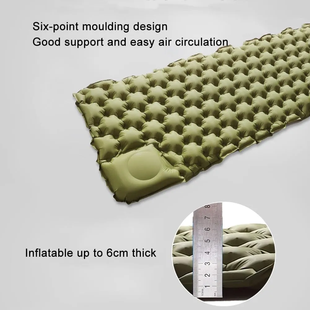 Inflatable Camping Mat, Sleeping Mat, with Internal Foot Pump, It Can Be Folded and Stored to Help, Suitable for Outdoor Camping, Hiking and Mountaineering, Beach Play and So On.(Navy blue)