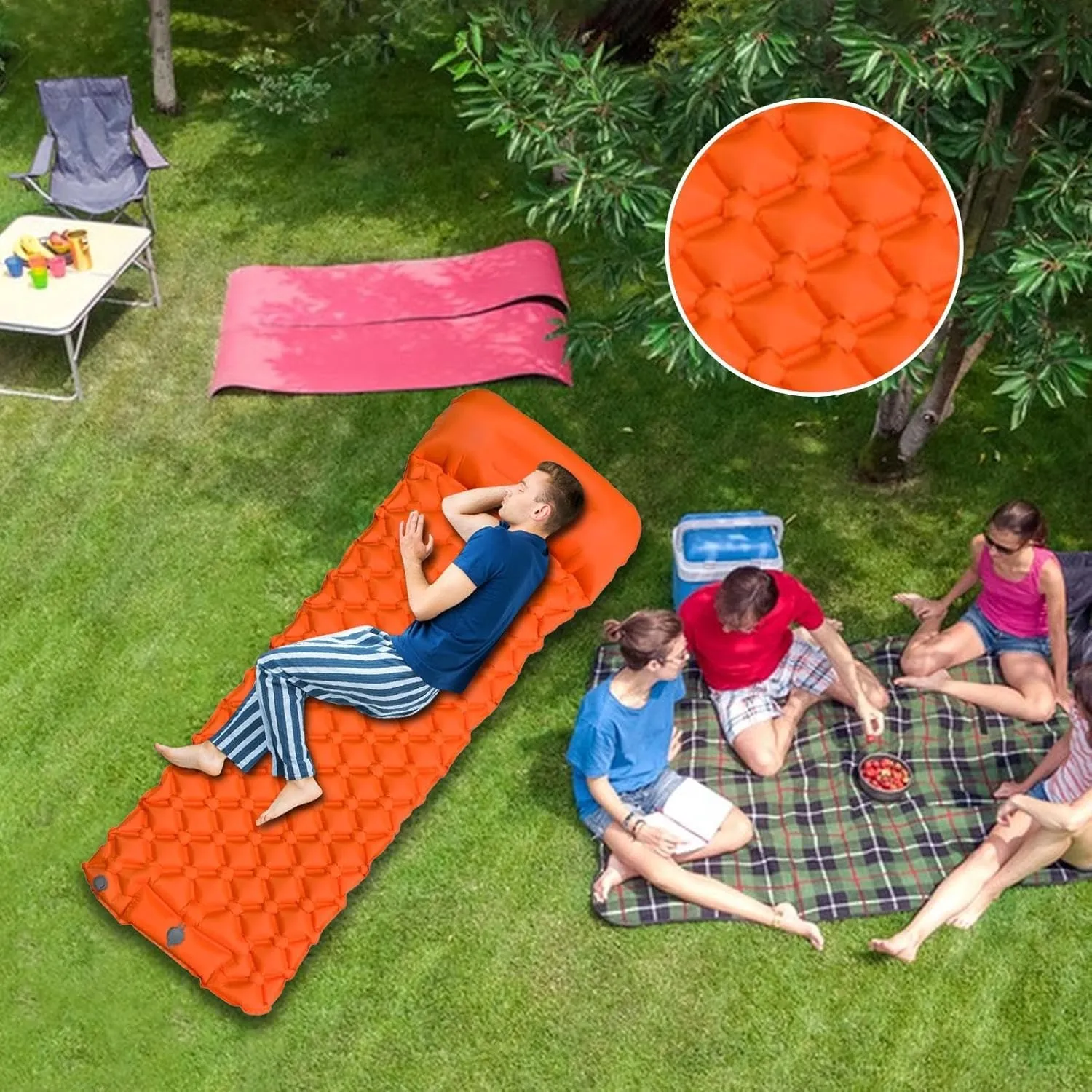 Inflatable Camping Pad,Inflatable Waterproof Camping Mat | Camping Equipment Portable Mattress for Camping Backpacking Hiking Tent Trap Traveling