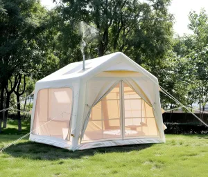 Inflatable Camping Tent-76 Sqft, Large Inflatable Tent with Stove Jack for 6-8 Person,Easy Setup Blow up Tent for Camping,4 Season Glamping Waterproof Camping Tent