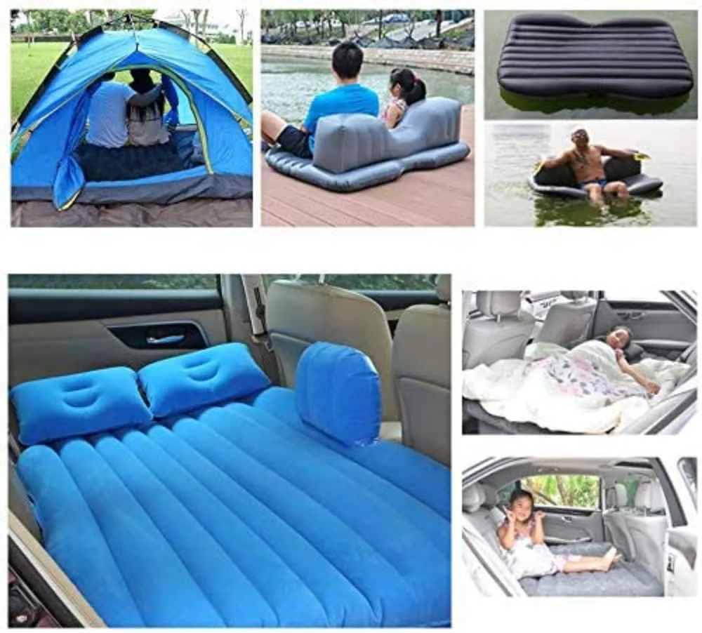 Inflatable Car Air Mattress with Pump,Portable Travel Camping,Vacation Floating Bed, Truck SUV Minivan Foldable Sleeping Pad,Beige