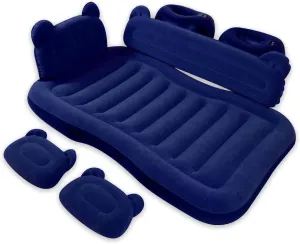Inflatable Car Mattress Bed, SUV Air Mattress with Electric Air Pump, 2 Inflatable Pillows, Suitable for Home,Outdoor,Camping and Travelling Car Sleeping Pad (Blue)