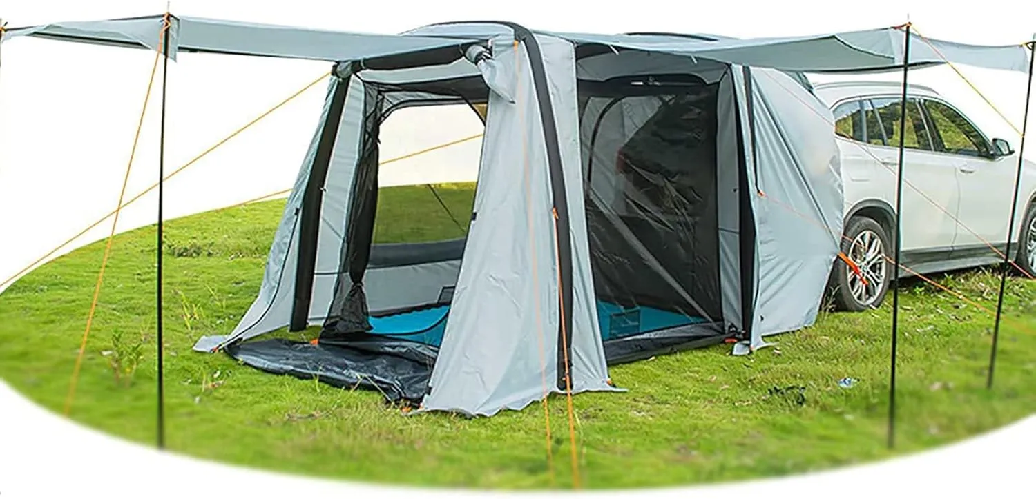 Inflatable Car Tent Tailgate Awning - to Build,SUV Tents Spacious Sun Protection,Breathable Mesh Ventilation Carport Portable Car Boot Tent for Travel,Camping,Sedan
