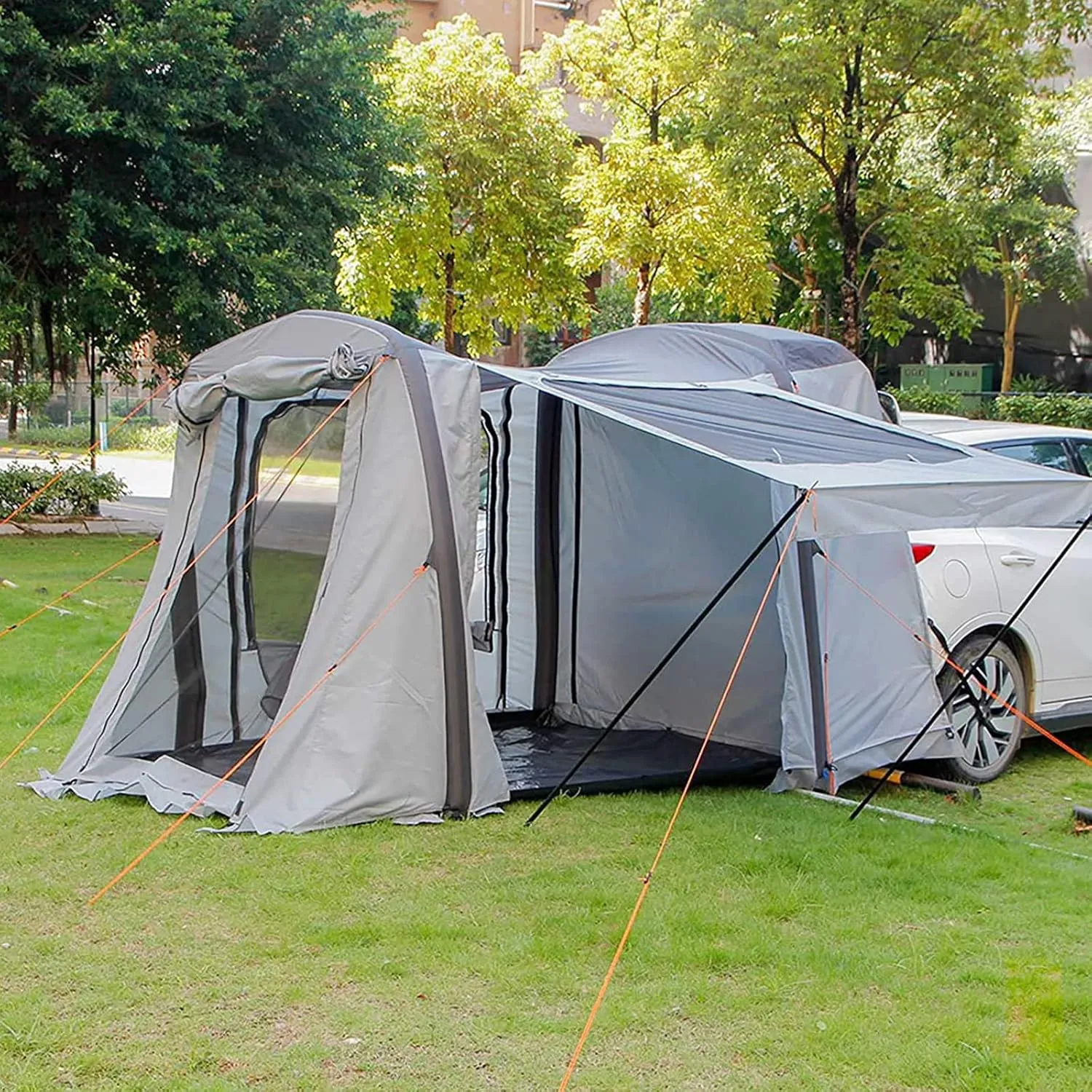 Inflatable Car Tent Tailgate Awning - to Build,SUV Tents Spacious Sun Protection,Breathable Mesh Ventilation Carport Portable Car Boot Tent for Travel,Camping,Sedan