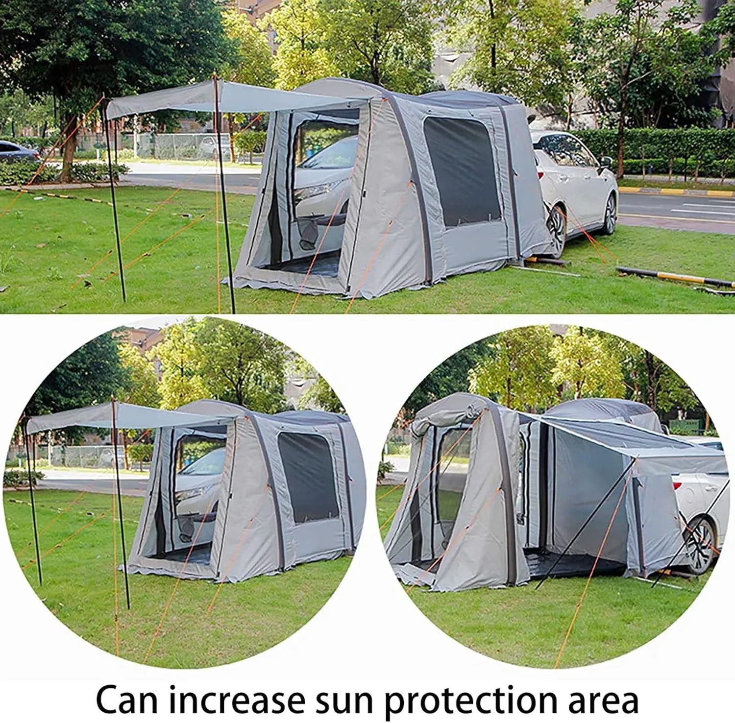 Inflatable Car Tent Tailgate Awning - to Build,SUV Tents Spacious Sun Protection,Breathable Mesh Ventilation Carport Portable Car Boot Tent for Travel,Camping,Sedan