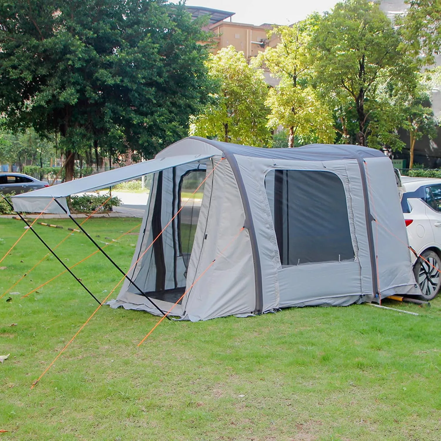 Inflatable Car Tent Tailgate Awning - to Build,SUV Tents Spacious Sun Protection,Breathable Mesh Ventilation Carport Portable Car Boot Tent for Travel,Camping,Sedan