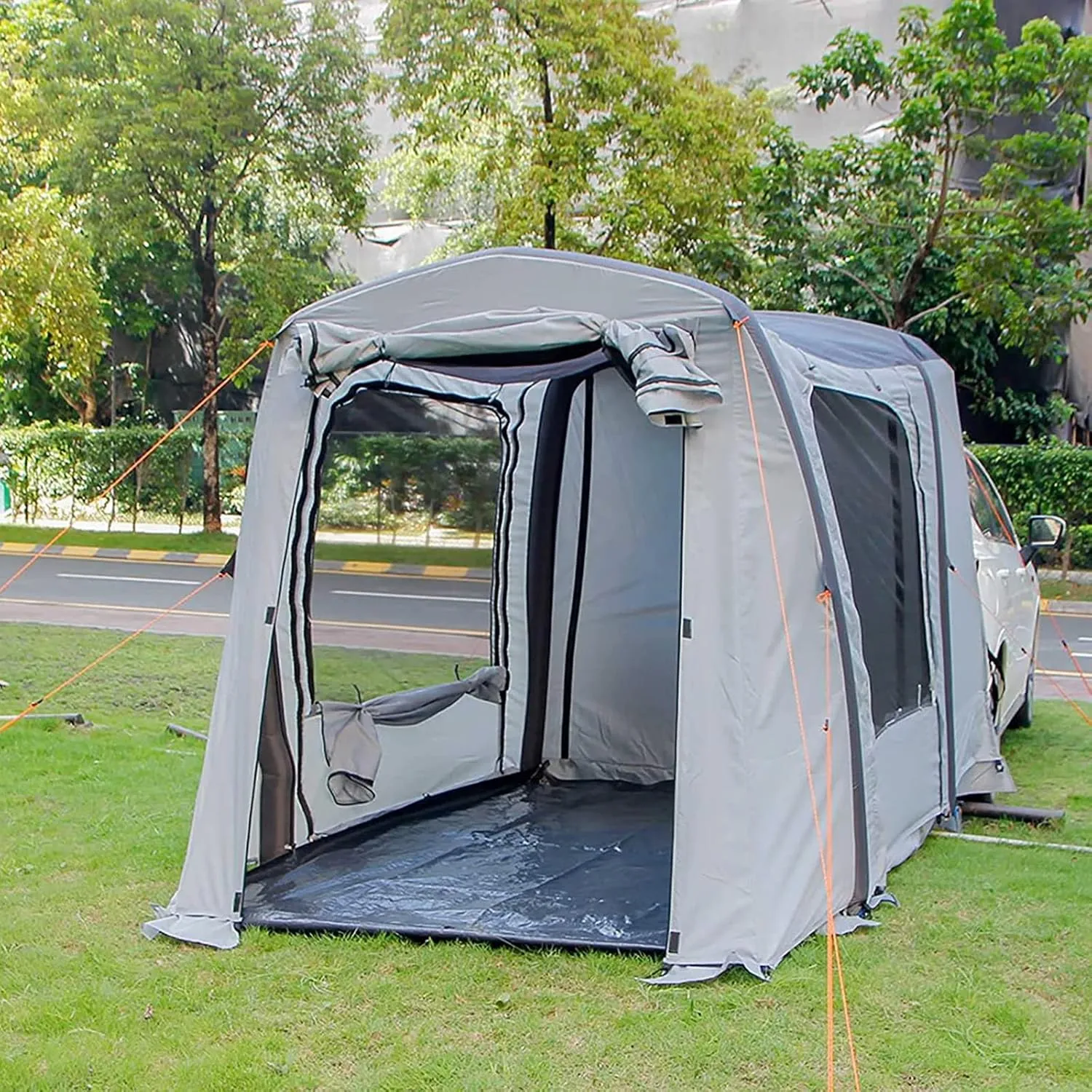 Inflatable Car Tent Tailgate Awning - to Build,SUV Tents Spacious Sun Protection,Breathable Mesh Ventilation Carport Portable Car Boot Tent for Travel,Camping,Sedan