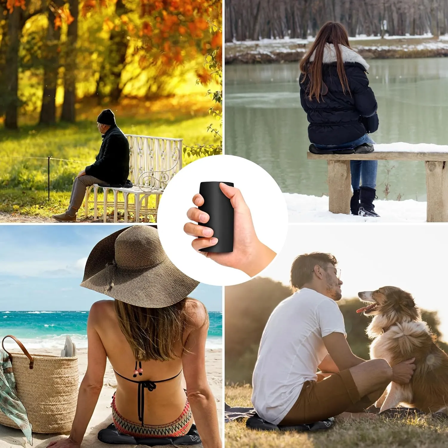 Inflatable Seat Cushion, Lightweight Camping Air Sitting Pad with Repair Cloths, Waterproof Air Cushion, Portable Air Seat Cushion for Climbing Hiking Office Airplane Car Stadium Seat