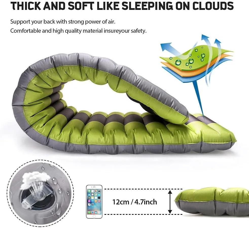 Inflatable Sleeping Mat Foot Pump Sleeping Pad, Folding Single Inflatable Sleeping Pad, Ultralight Camping Mat Portable Camping Mat for Camping, Hiking, Beach and Grass Trips