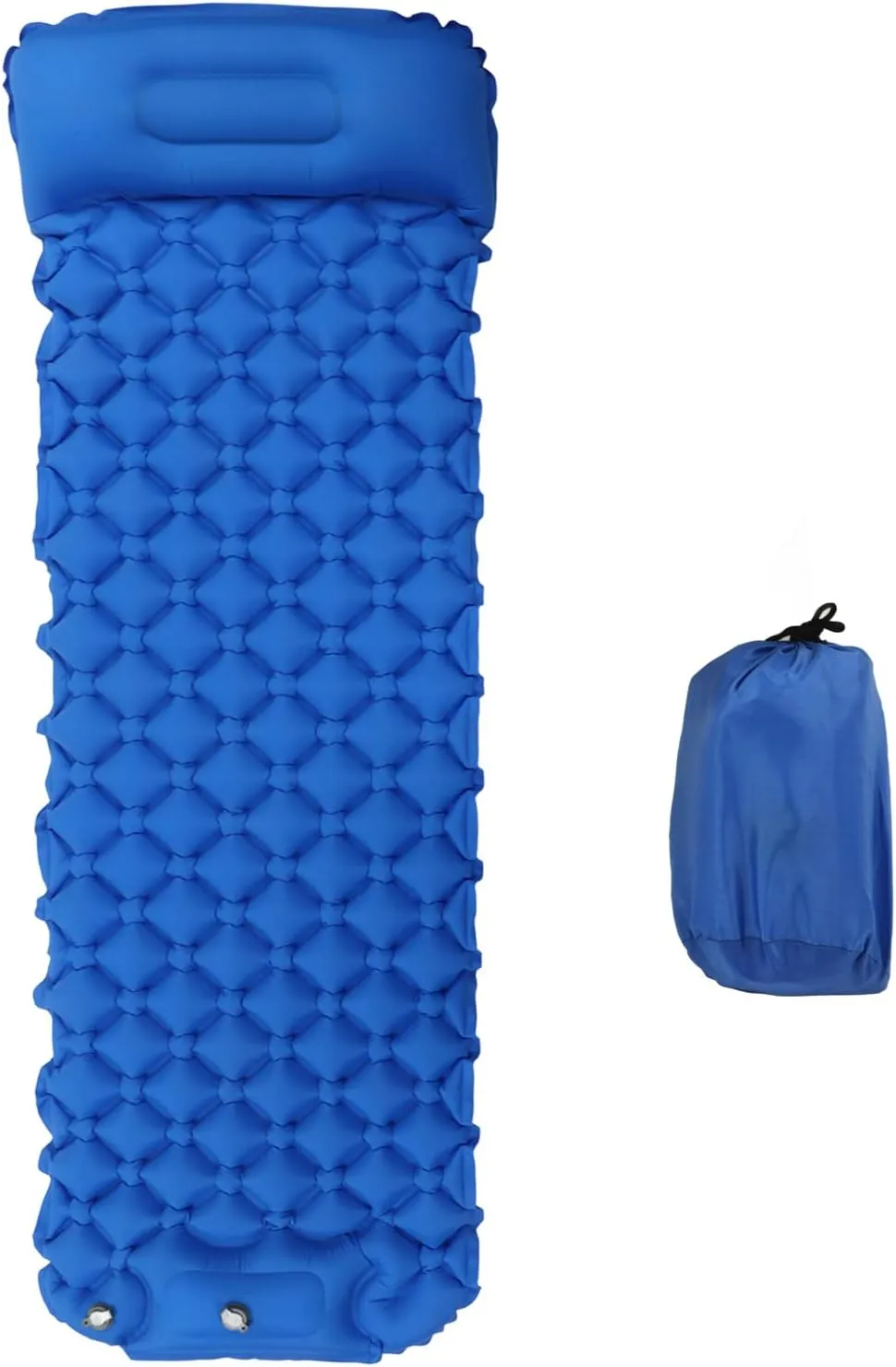Inflatable Sleeping Mat for Camping and Backpacking, Built in Pump for Quick Inflation, and Water Proof Material, Compact and Durably (Dark Blue)