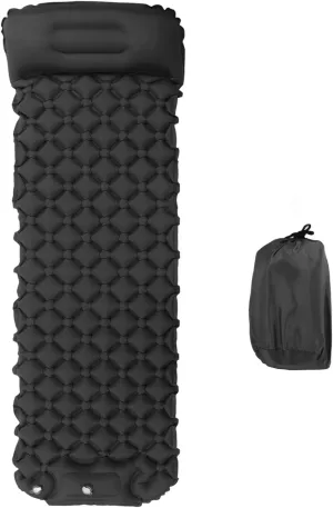 Inflatable Sleeping Mat for Camping and Backpacking, Built in Pump for Quick Inflation, and Water Proof Material, Compact and Durably (Dark Gray)