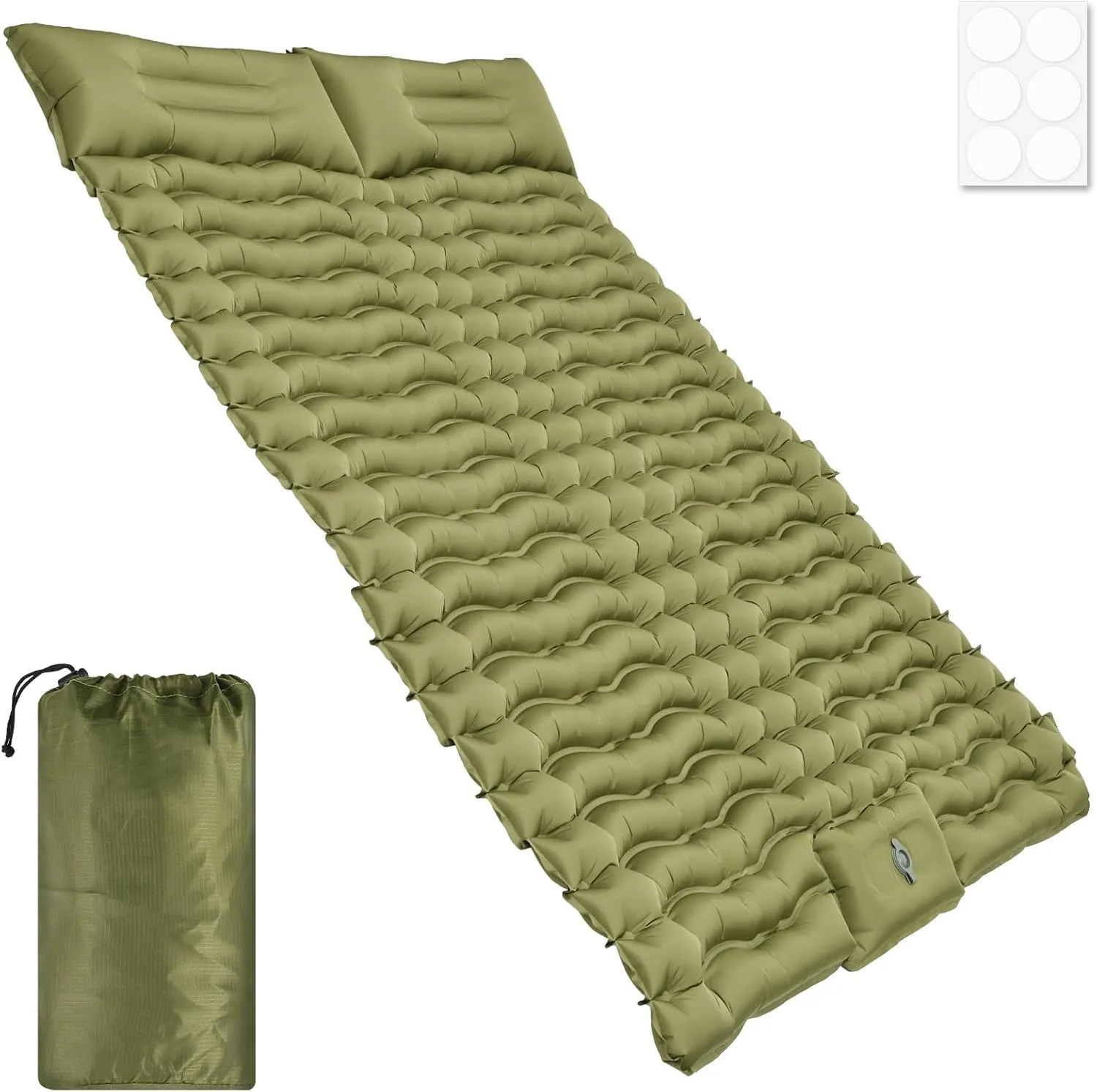 Inflatable Sleeping Mat with Storage Bag Kit Comfortable Easy to Clean Double Sleeping Pad for Backpacking, Hiking, Traveling, Tent, Portable Cam (Two Persons)