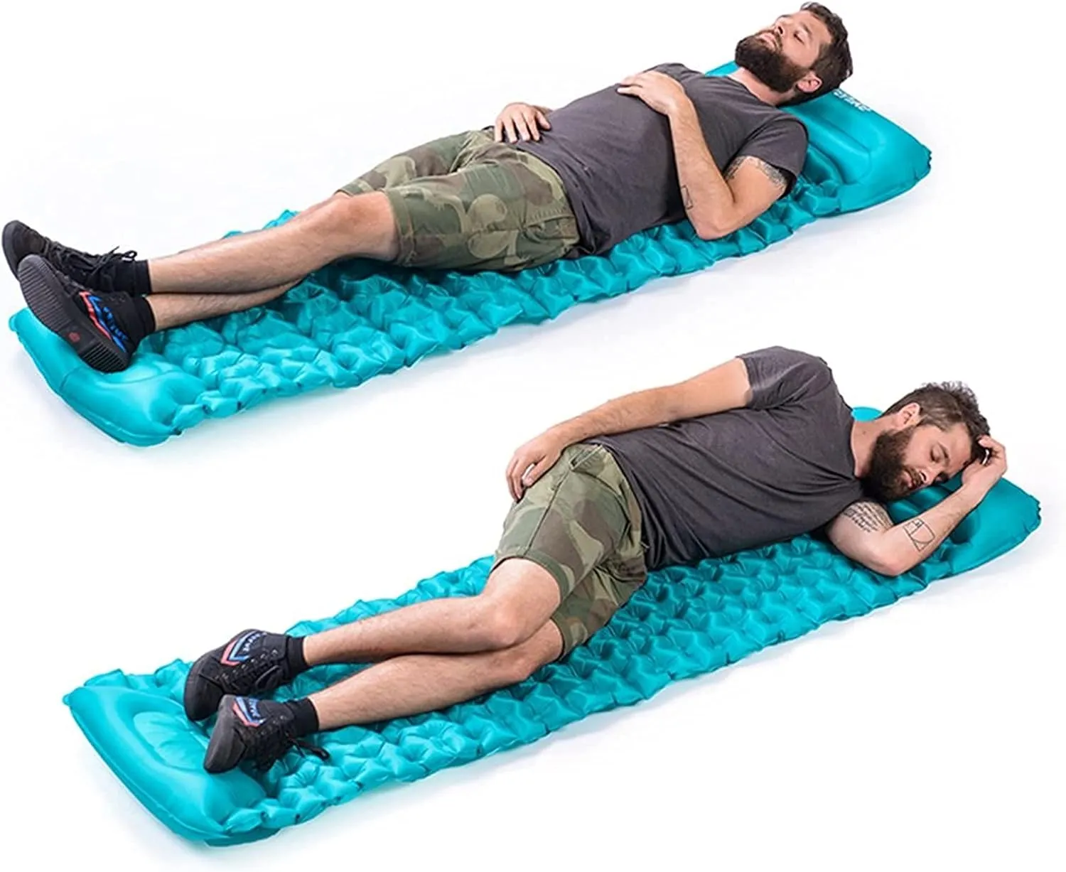 Inflatable Sleeping Mattress 20D Nylon Tpu Manual Inflating Camping Sleeping Mat Hand Pressure Outdoor Inflatable Moistureproof Mattress Sleep Pad, Camping Sleeping Mat (Color : Orang (Purple Single (