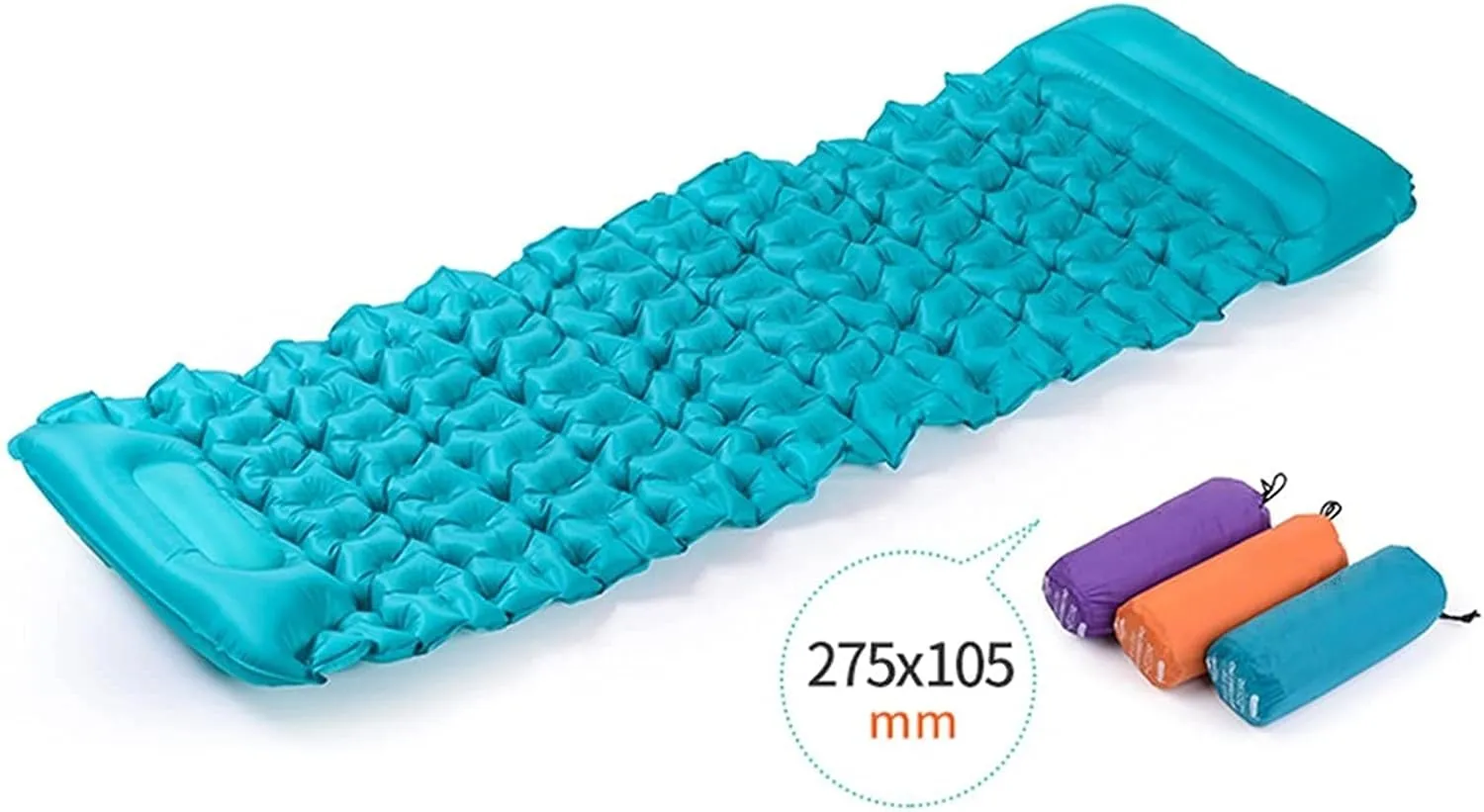 Inflatable Sleeping Mattress 20D Nylon Tpu Manual Inflating Camping Sleeping Mat Hand Pressure Outdoor Inflatable Moistureproof Mattress Sleep Pad, Camping Sleeping Mat (Color : Orang (Purple Single (