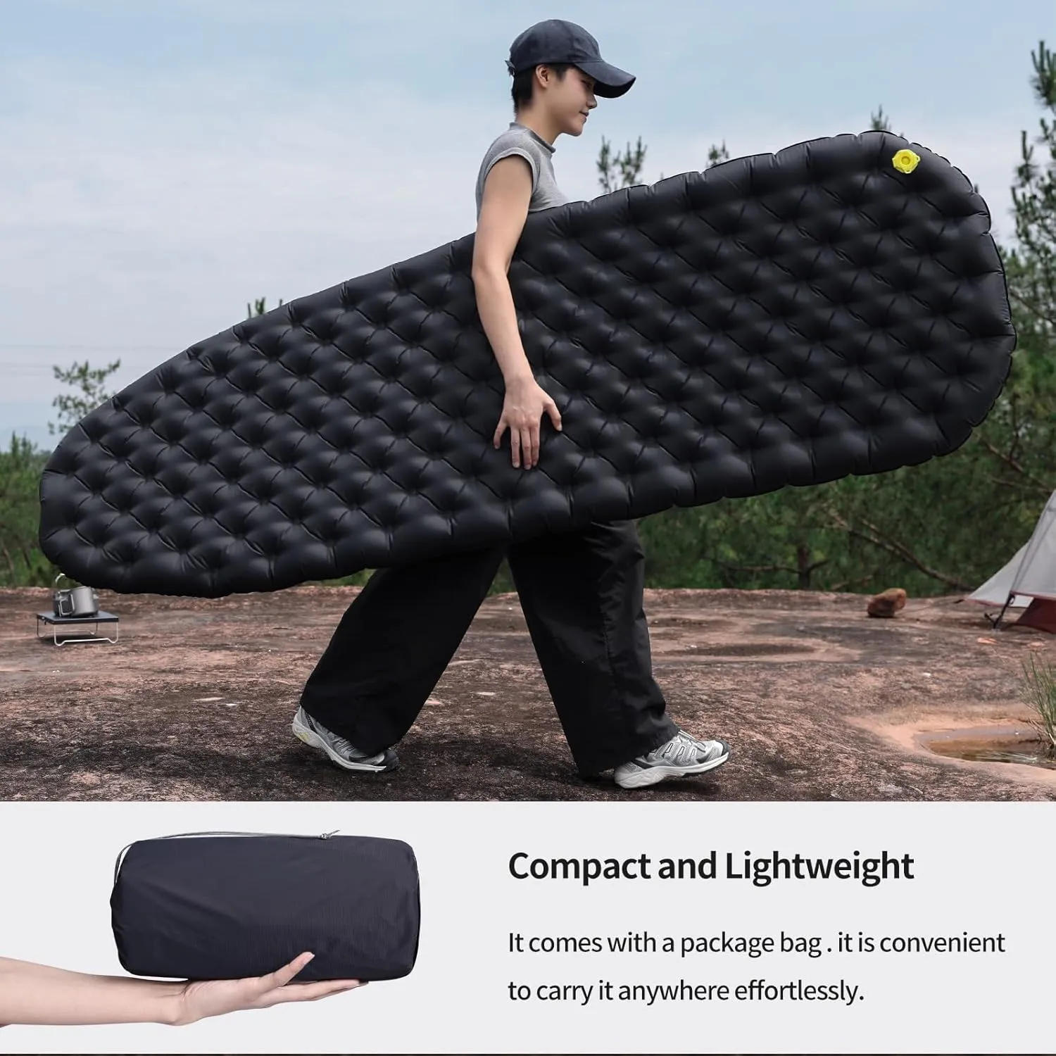Inflatable Sleeping Pad for Camping Insulated Ultralight Compact Durable Waterproof Sleeping Mat for Outdoor Backpacking Hiking Camping Mat with Inflatable Bag R6.5