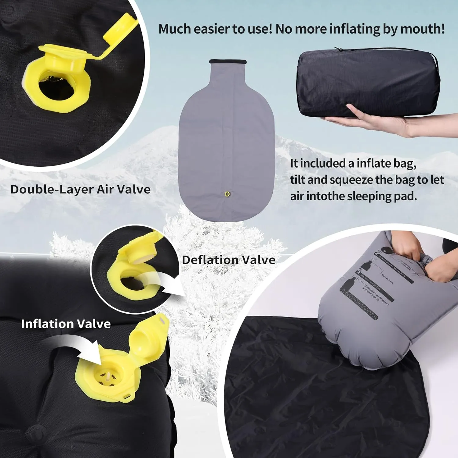 Inflatable Sleeping Pad for Camping Insulated Ultralight Compact Durable Waterproof Sleeping Mat for Outdoor Backpacking Hiking Camping Mat with Inflatable Bag R6.5