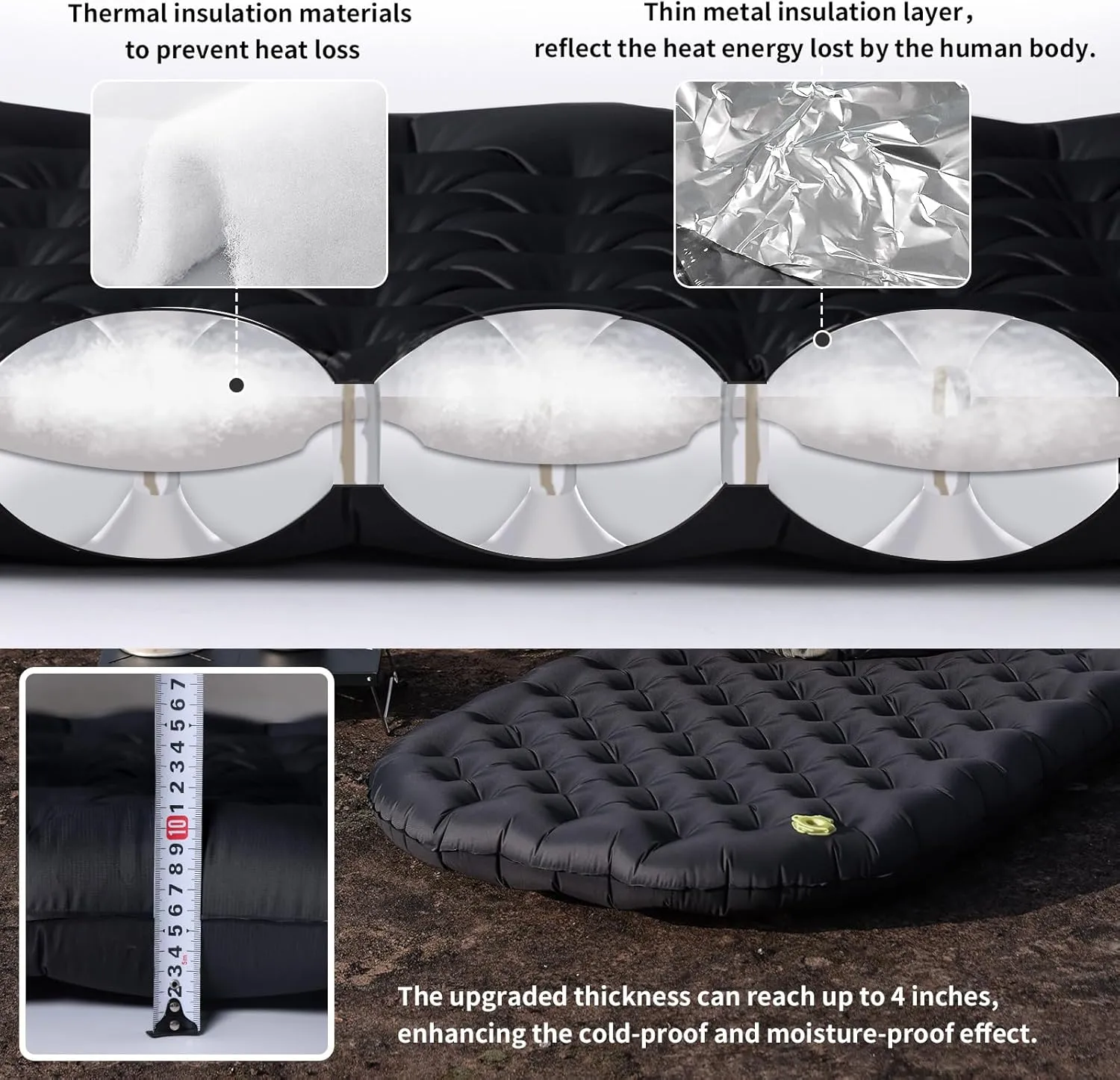 Inflatable Sleeping Pad for Camping Insulated Ultralight Compact Durable Waterproof Sleeping Mat for Outdoor Backpacking Hiking Camping Mat with Inflatable Bag R6.5