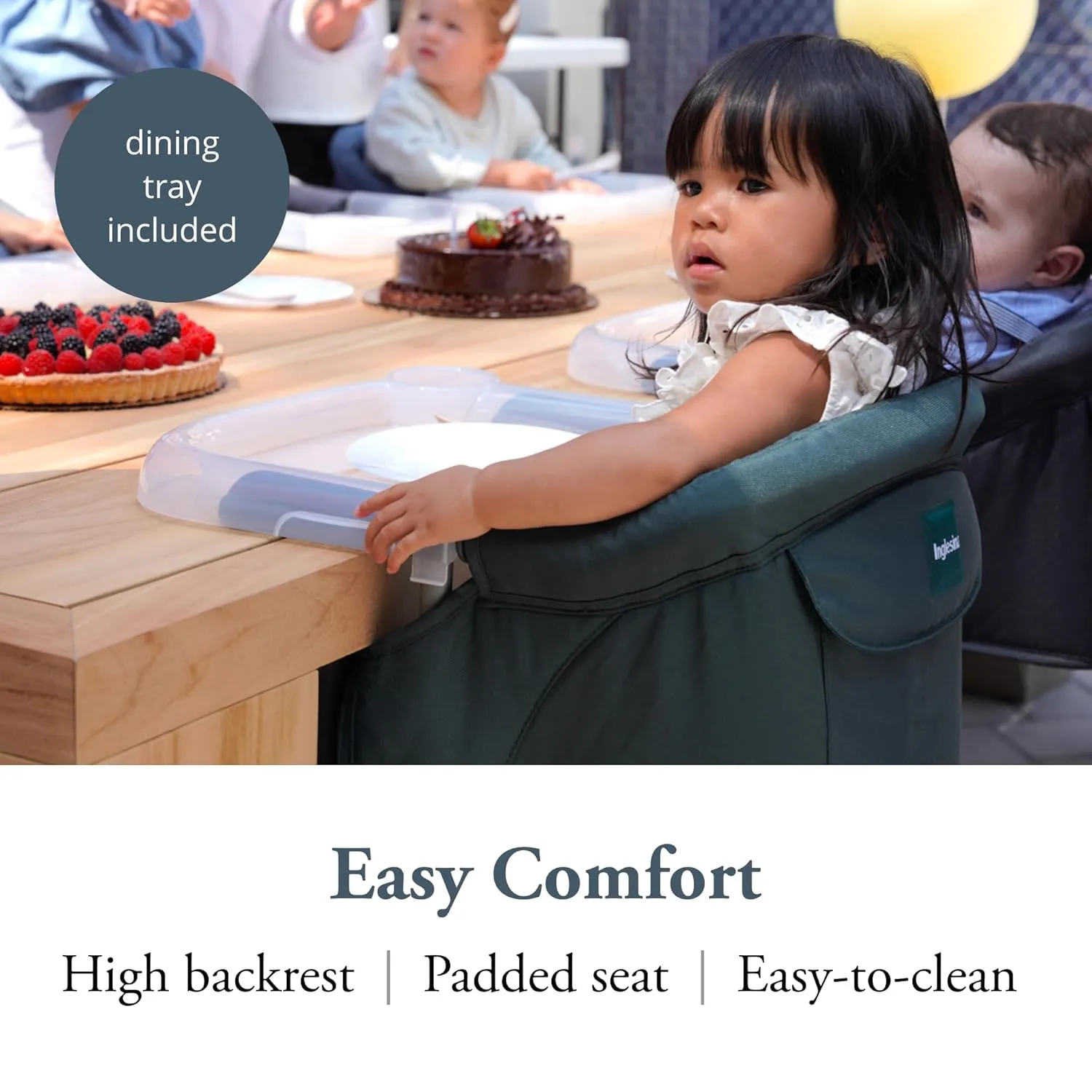 Inglesina Fast Table Chair - Dark Green   Fast Dining Tray - Portable Baby High Chair - for Babies & Toddlers up to 37 lbs -Fits Tables 0.8'' to 3.5'' Thick -Compact & Easy to Use -Travel Bag Included
