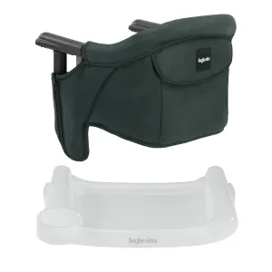 Inglesina Fast Table Chair - Dark Green   Fast Dining Tray - Portable Baby High Chair - for Babies & Toddlers up to 37 lbs -Fits Tables 0.8'' to 3.5'' Thick -Compact & Easy to Use -Travel Bag Included