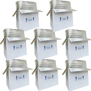 Insulated Cold Shipping Boxes with Liners, 8 Pack 19'' x 12'' x 16'', for Perishable Frozen Food, White (TB191216L-8)