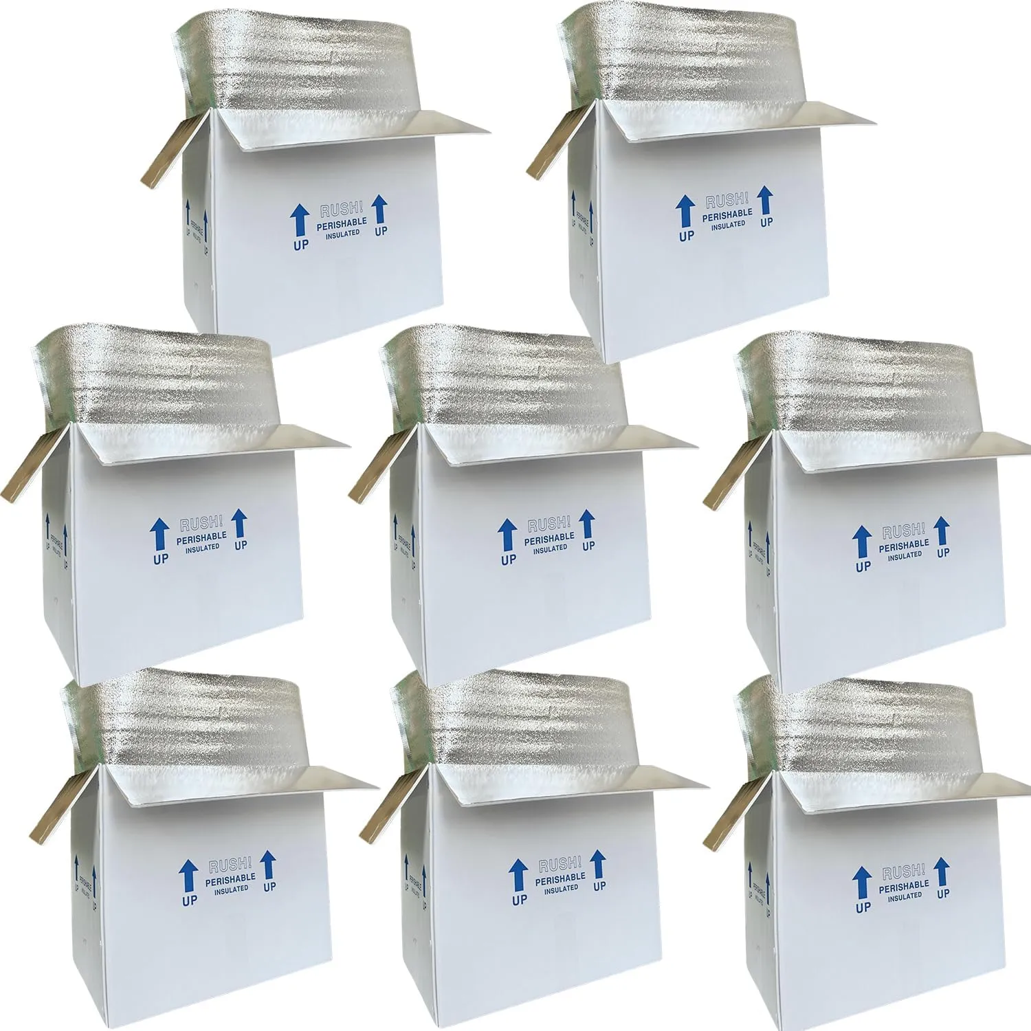Insulated Cold Shipping Boxes with Liners, 8 Pack 19'' x 12'' x 16'', for Perishable Frozen Food, White (TB191216L-8)