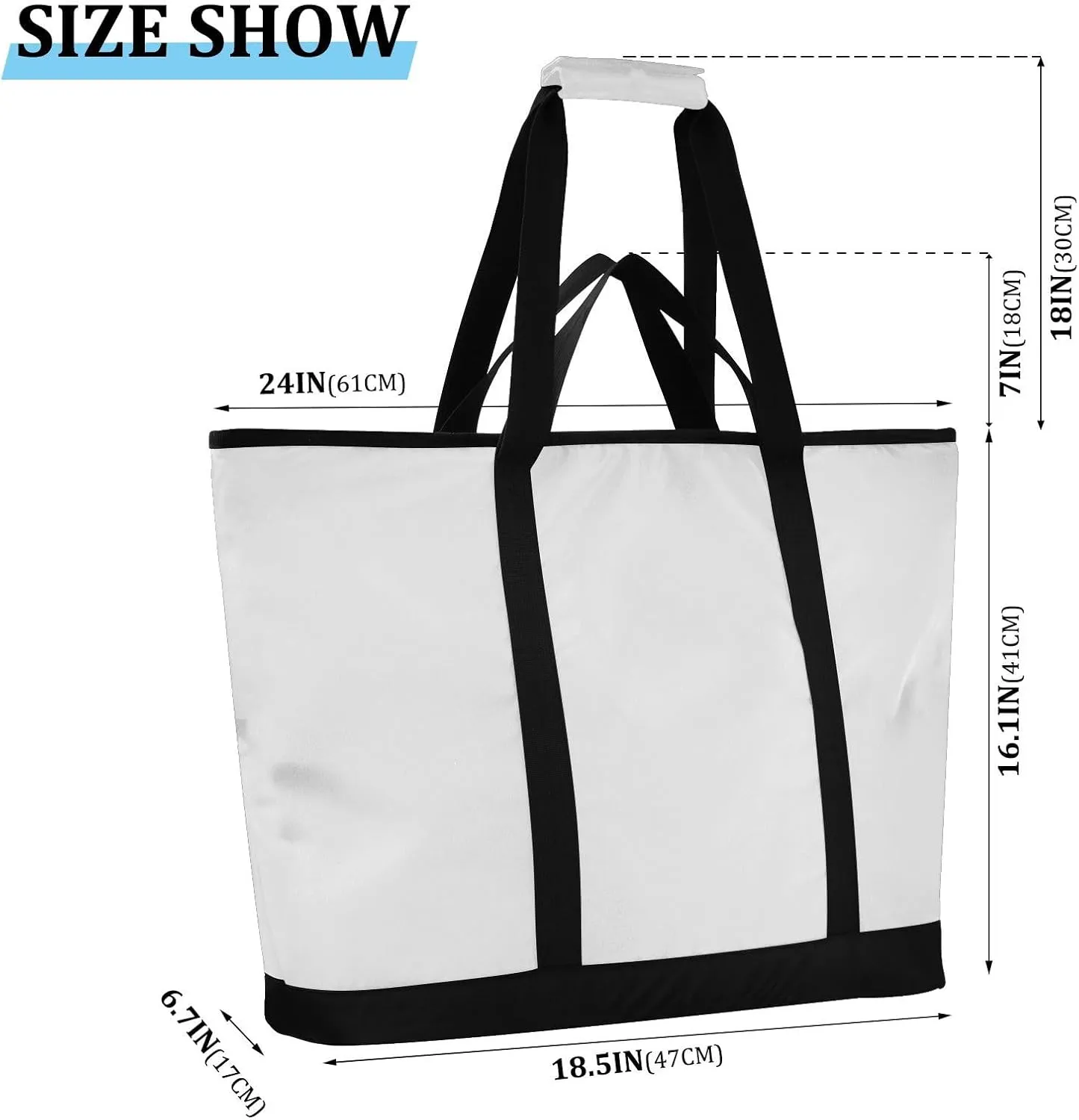Insulated Cooler Bag with Zipper Hot or Cold Carrier Portable Travel Insulated Bag for Shopping Food Travel Beach Camping