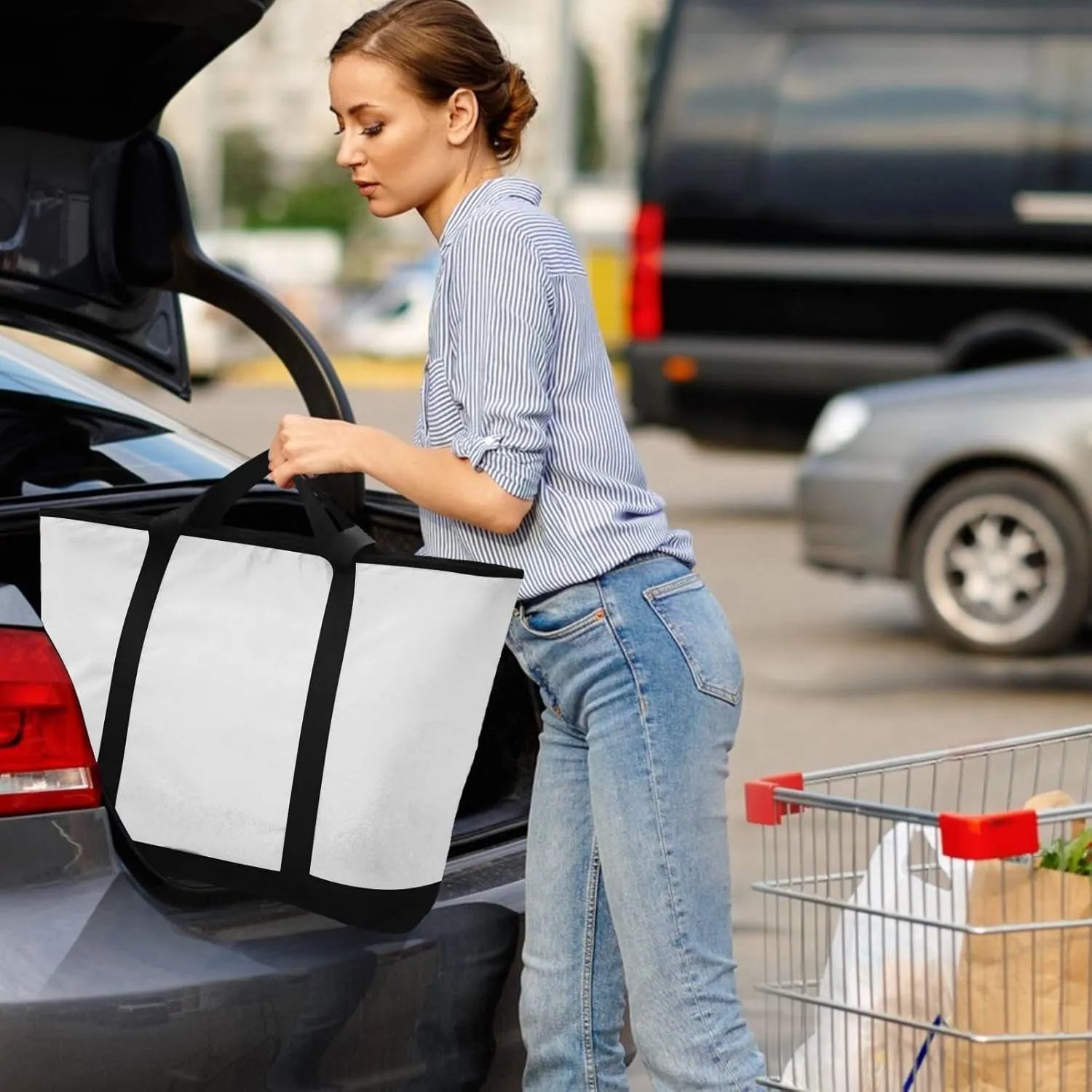 Insulated Cooler Bag with Zipper Hot or Cold Carrier Portable Travel Insulated Bag for Shopping Food Travel Beach Camping
