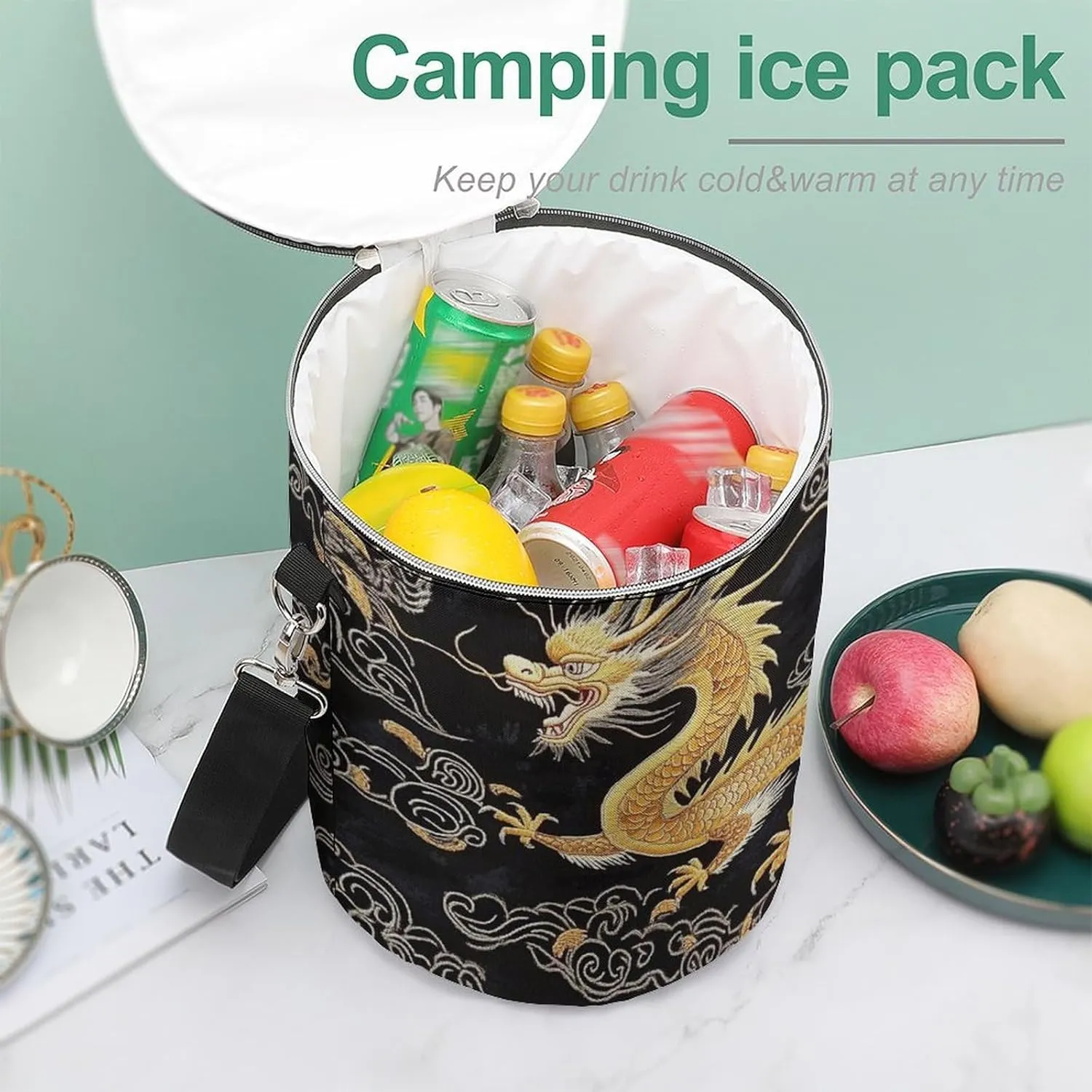 Insulated Cooler Bag with Zippered Top and Adjustable Shoulder Straps for Adults