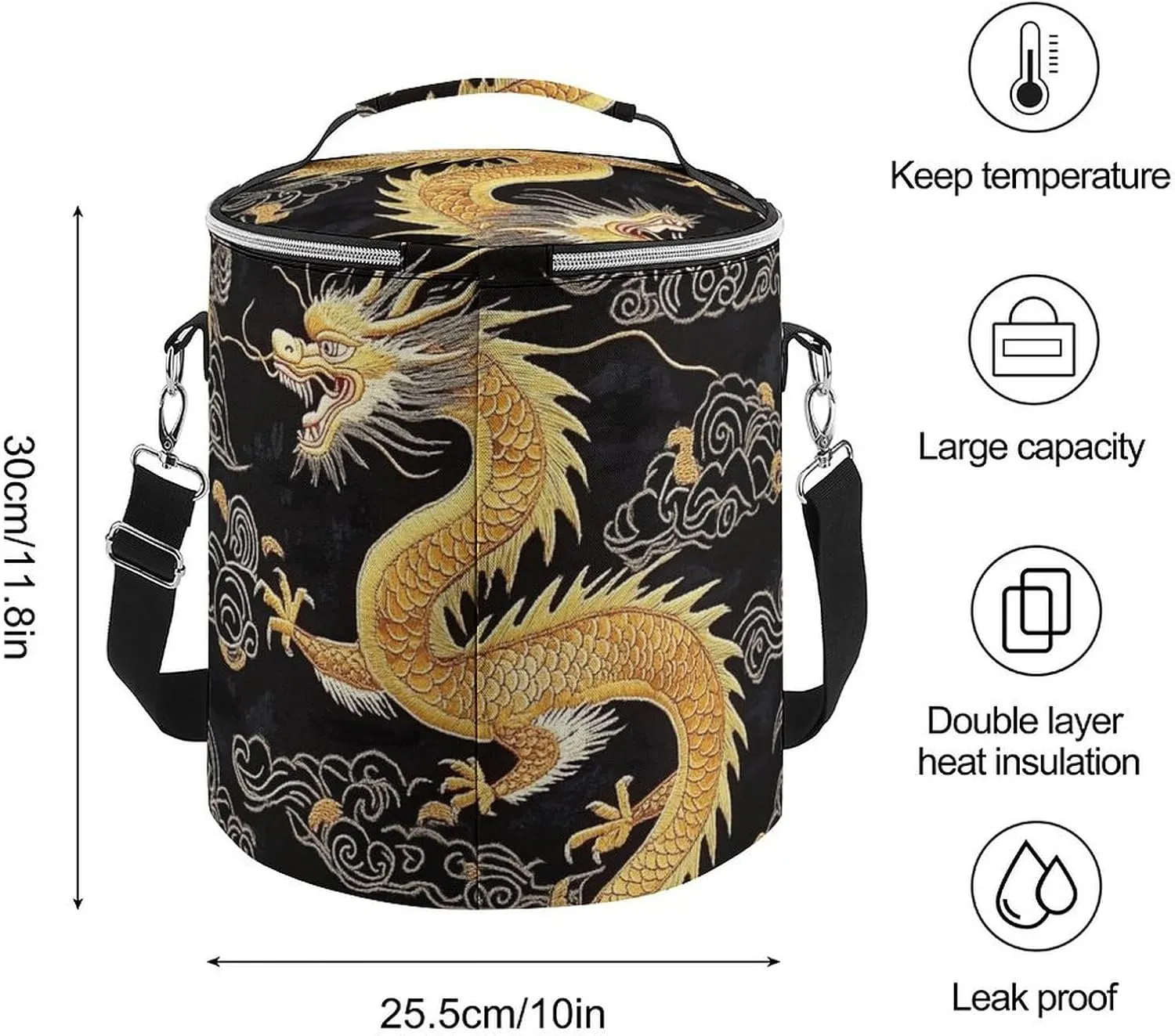 Insulated Cooler Bag with Zippered Top and Adjustable Shoulder Straps for Adults