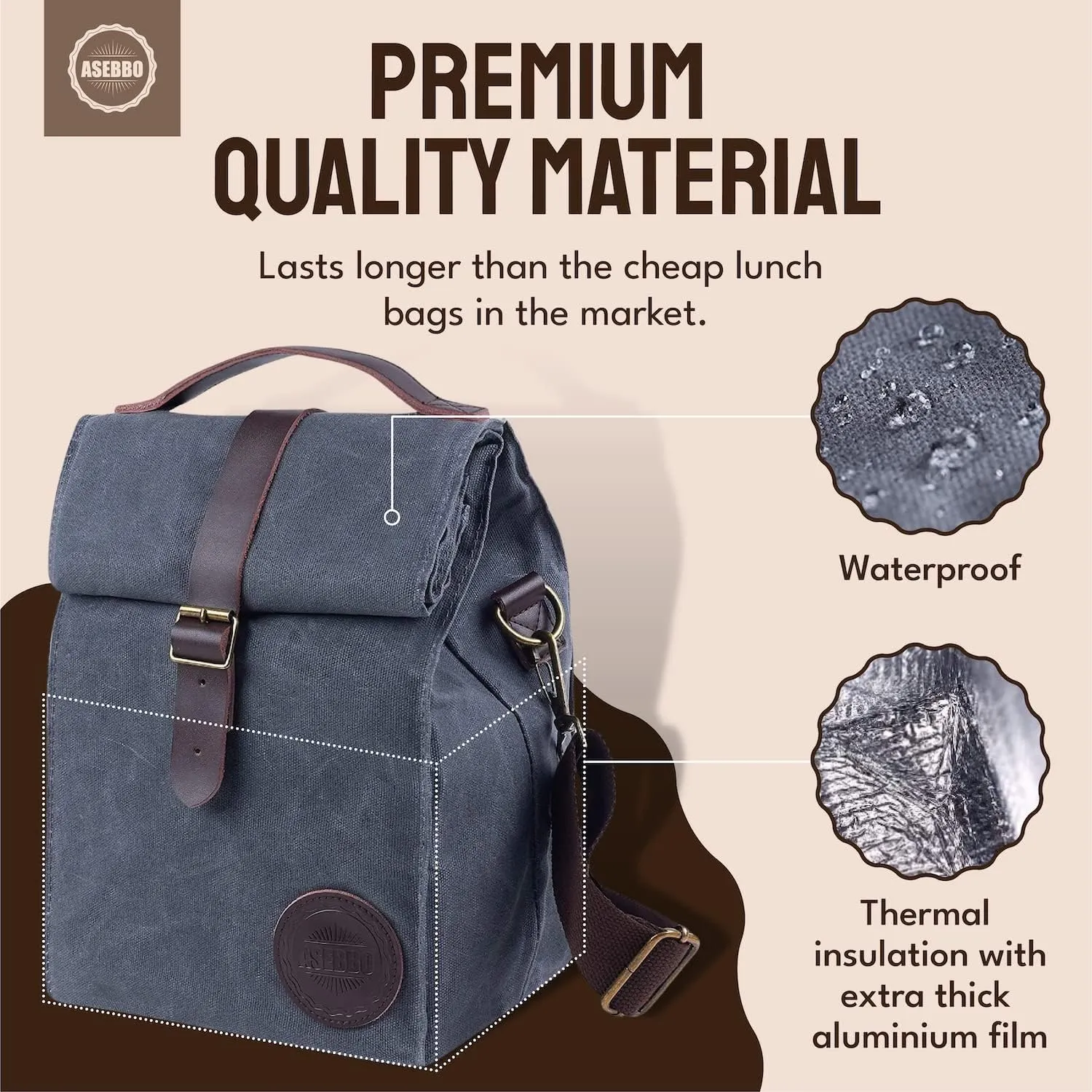 Insulated Lunch Bag for Women & Men (Grey)