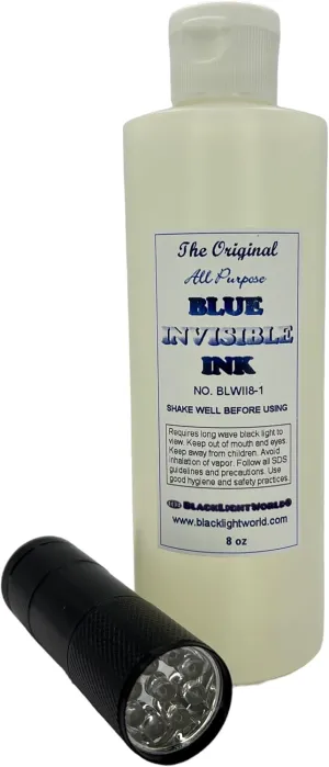 Invisible Ink Black Light Reactive 8oz with 9 LED Black Light