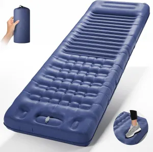 INVOKER 5.12" Camping Sleeping Pad, Ultralight Inflatable Camping mat with Built-in Foot Pump, for Camping, Backpacking, Hiking, Car Travel, Beach, Blue