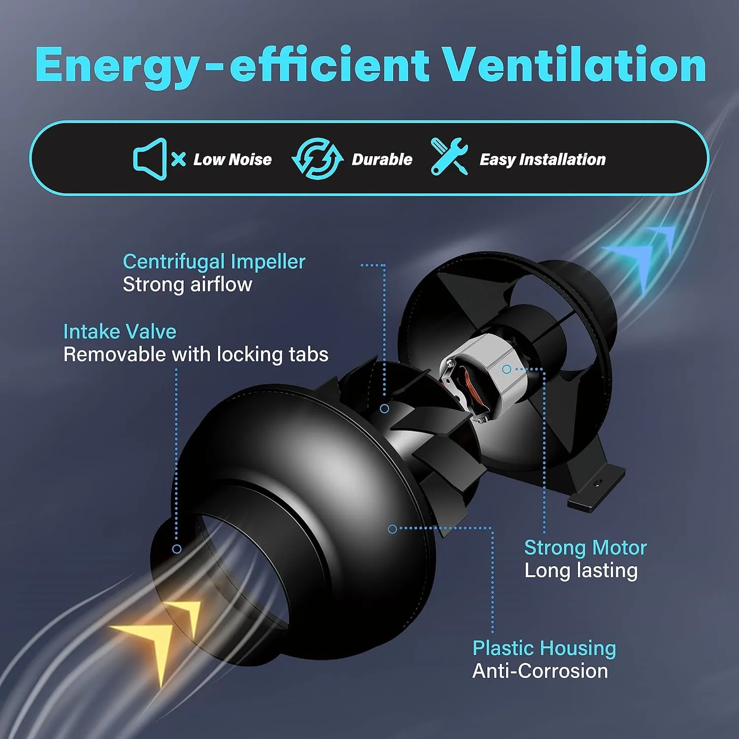 iPower 4 Inch 195 CFM Inline Duct Ventilation Fan with 8 Feet Ducting, Quiet Vent Blower for Hydroponics Grow Tent, Greenhouse Air Circulation, Upgrade, Black