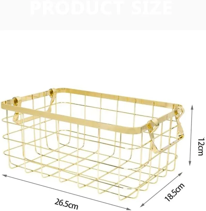 Iron Art Basket Metal Wire Basket Refreshment Holder Desktop Fruit Basket Iron Vegetables Basket(Gray)