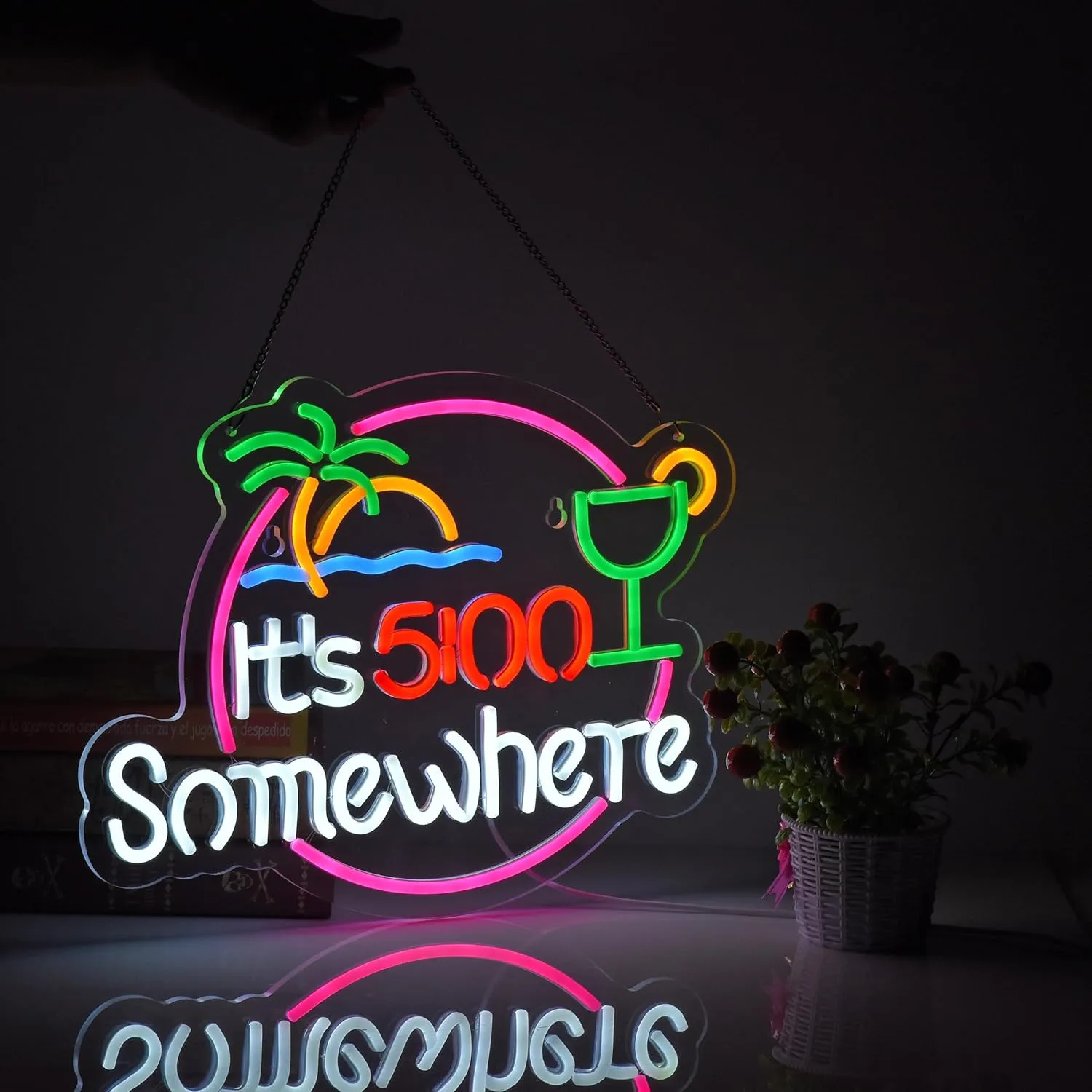 Its 5 00 O'clock Some Where Neon Sign for Wall Décor Dimmable LED Man Cave Bar Beer Garage Neon Light USB Powered Neon Art Signs Decor