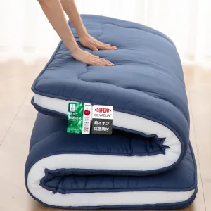 Japanese Floor Mattress, 4" Japanese Futon Mattress, Foldable & Portable Shiki Futon (shikibuton), Roll Up Thicken Sleeping Tatami Mat Sleeping Pad for Camping (Navy Blue, 54 x 80)