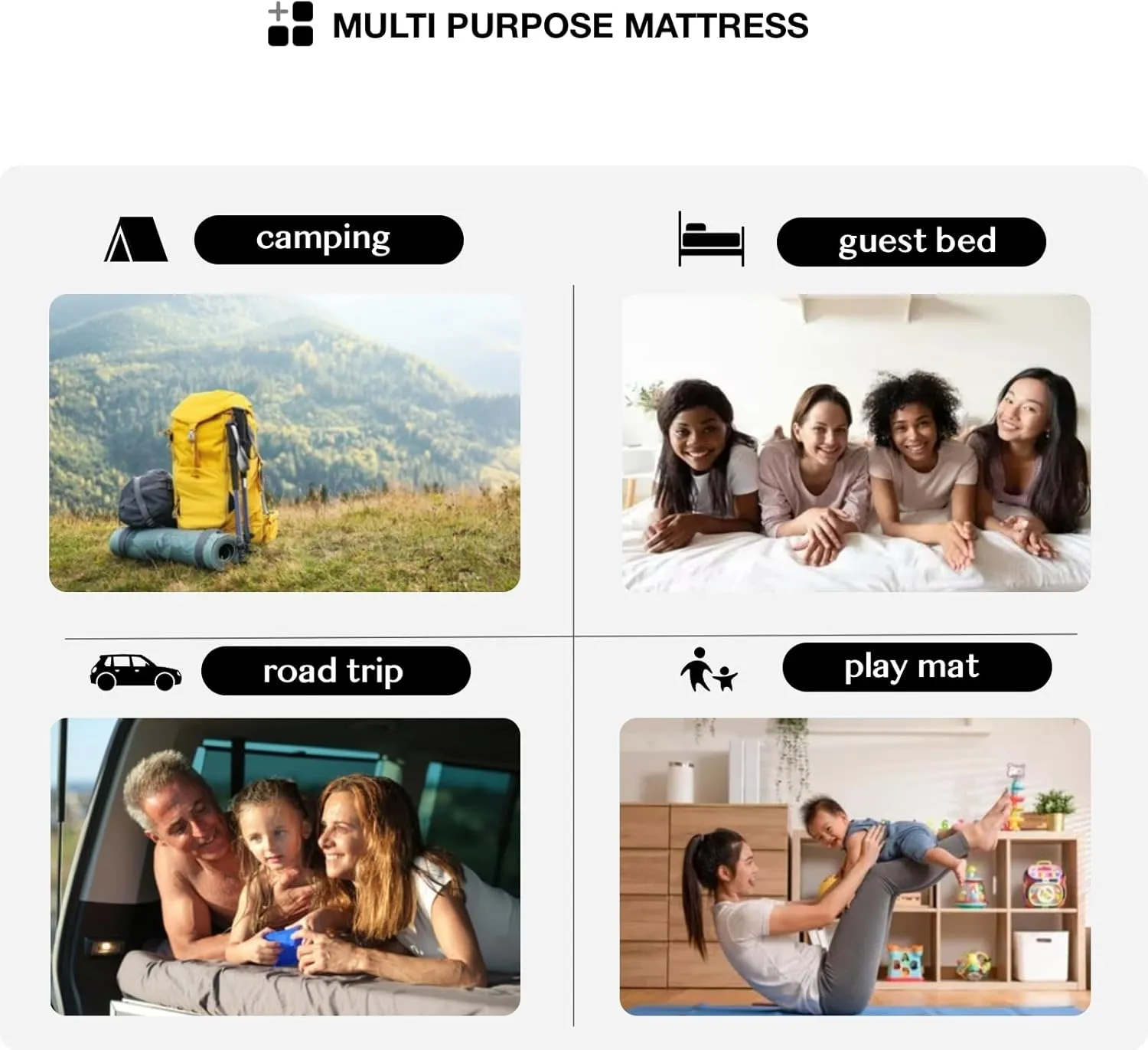 Japanese Floor Mattress Futon Mattress, Foldable Roll Up Mattress with Portable Storage Bag, Tatami Mat Sleeping Pad Suitable for Camping, Guest Room, Blue, Queen