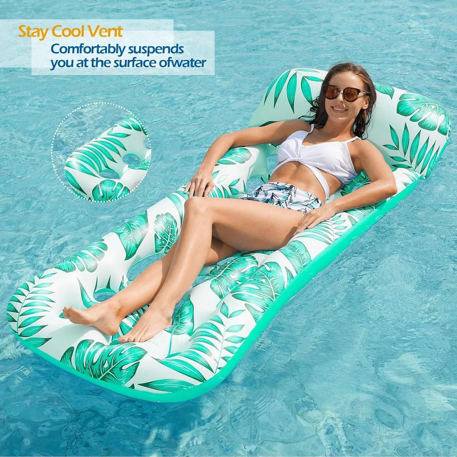 Jasonwell Inflatable Pool Float Lounge - 2 Pack Floaties Rafts for Adults Floating Lounger Sun Tanning Floats Cool Water Floaty Swimming Lake Beach Party Toys