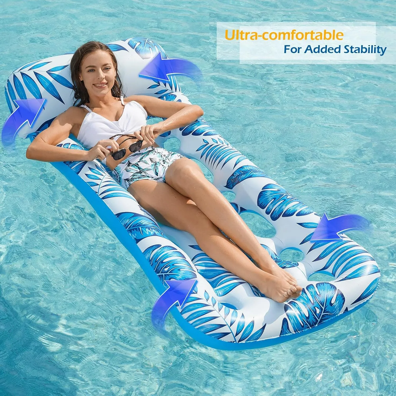 Jasonwell Inflatable Pool Float Lounge - 2 Pack Floaties Rafts for Adults Floating Lounger Sun Tanning Floats Cool Water Floaty Swimming Lake Beach Party Toys