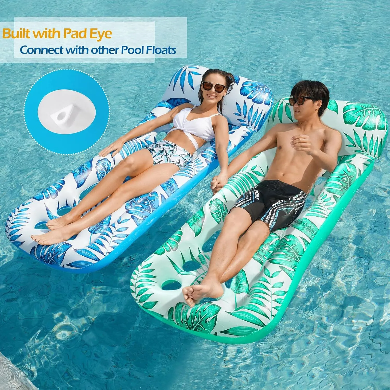 Jasonwell Inflatable Pool Float Lounge - 2 Pack Floaties Rafts for Adults Floating Lounger Sun Tanning Floats Cool Water Floaty Swimming Lake Beach Party Toys