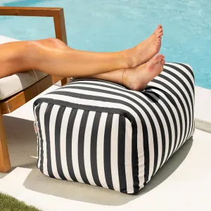 Jaxx Leon Outdoor Bean Bag Ottoman, Black & White Stripes