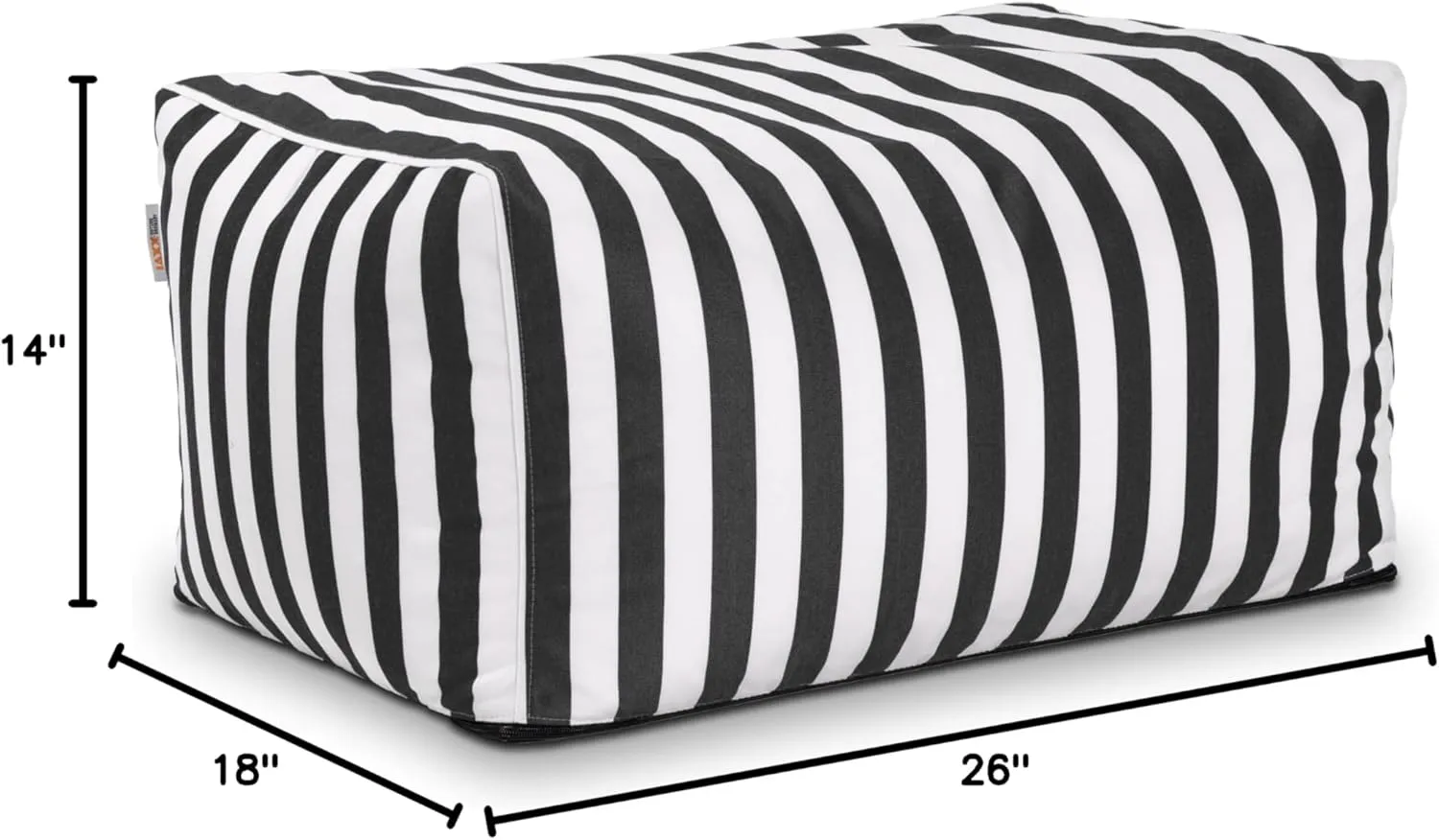 Jaxx Leon Outdoor Bean Bag Ottoman, Black & White Stripes