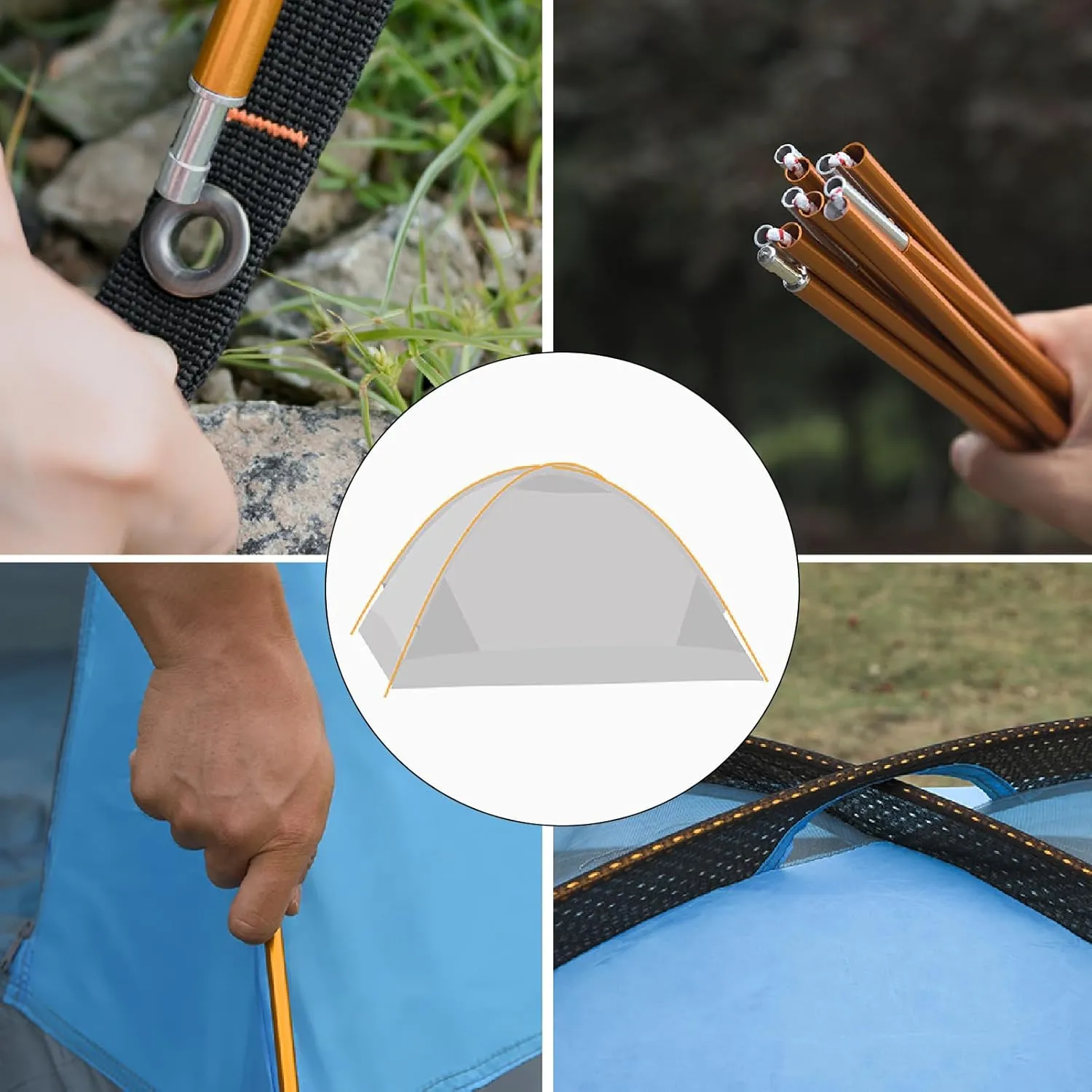 JEELAD Tent Pole Aluminium Rod Replacement Tent Pole Supporting Rod Awning Poles Kit for Outdoor Camping Hiking (14.5 ft, A - Gold)